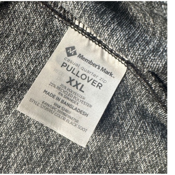 Member's Mark XXL Pullover‎ Gray Quarter Zip Casual Long Sleeve Mens - Picture 7 of 9